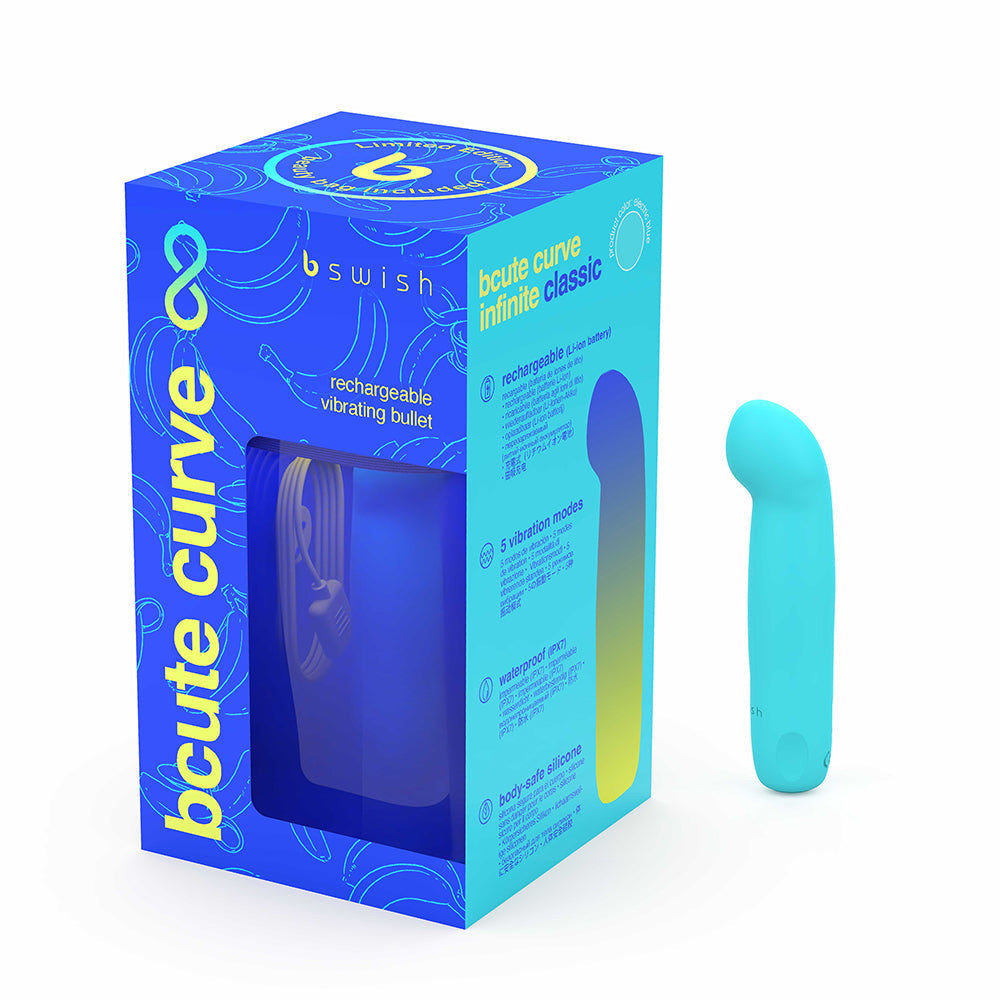 B SWISH - BCUTE CURVE INFINITE CLASSIC LIMITED EDITION BLUE SILICONE RECHARGEABLE VIBRATOR