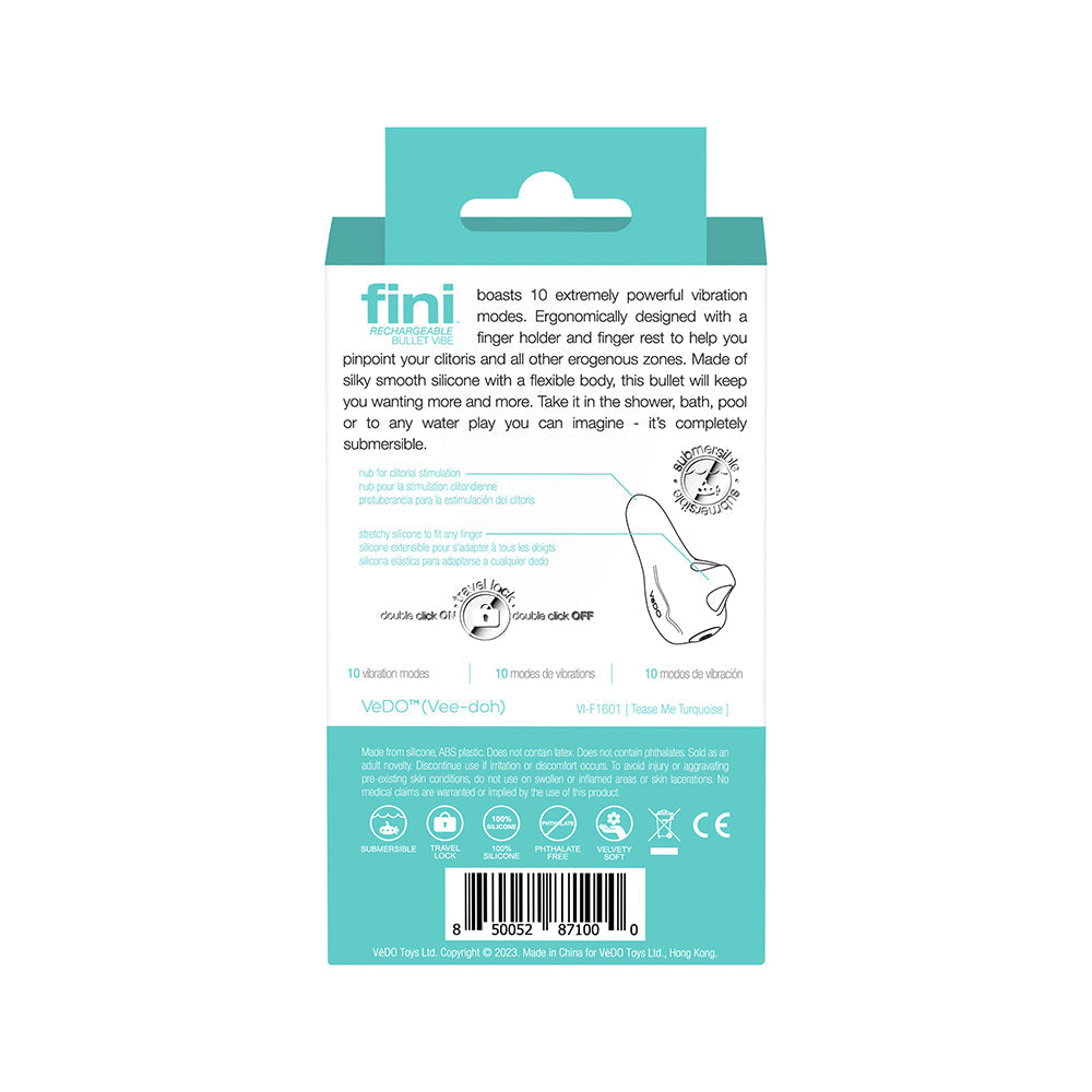 VEDO FINI RECHARGEABLE BULLET VIBE TURQUOISE