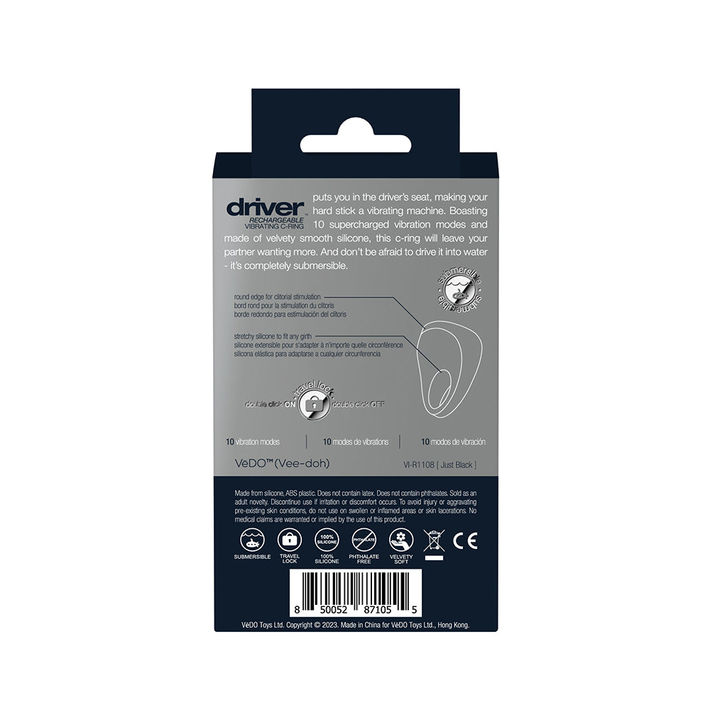 VEDO DRIVER RECHARGEABLE VIBRATING C-RING BLACK