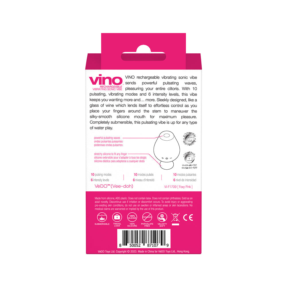 VEDO VINO RECHARGEABLE VIBRATING SONIC VIBE PINK