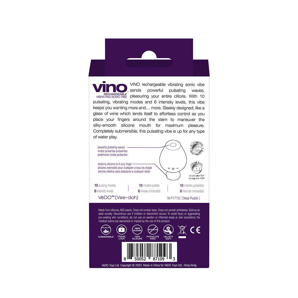 VEDO VINO RECHARGEABLE VIBRATING SONIC VIBE PURPLE