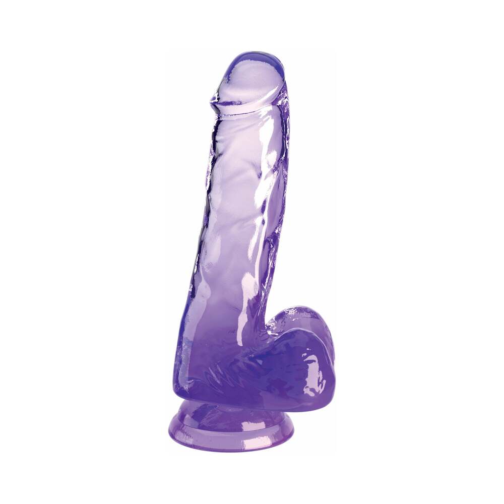 KING COCK CLEAR WITH BALLS 6IN PURPLE