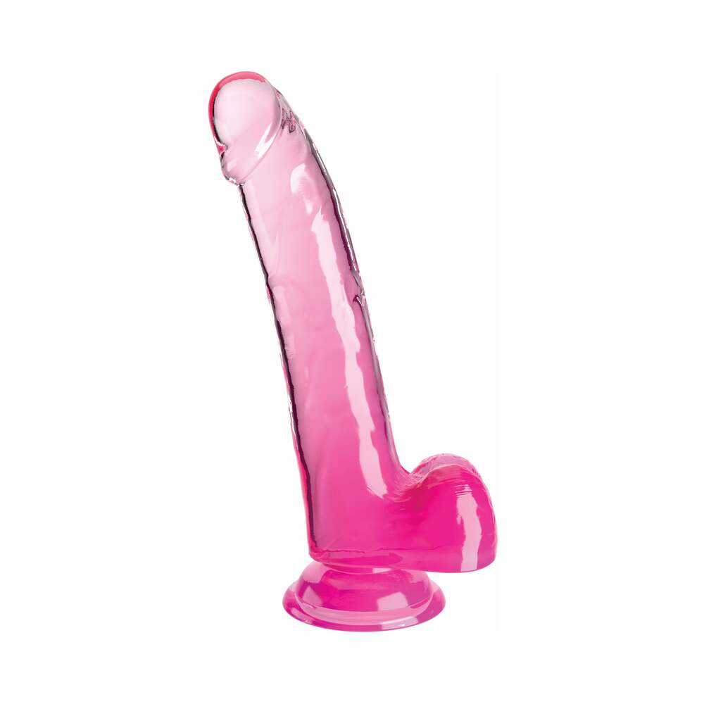 KING COCK - DILDO TRANSPARENTE CON TESTÍCULOS 20.3 CM ROSA