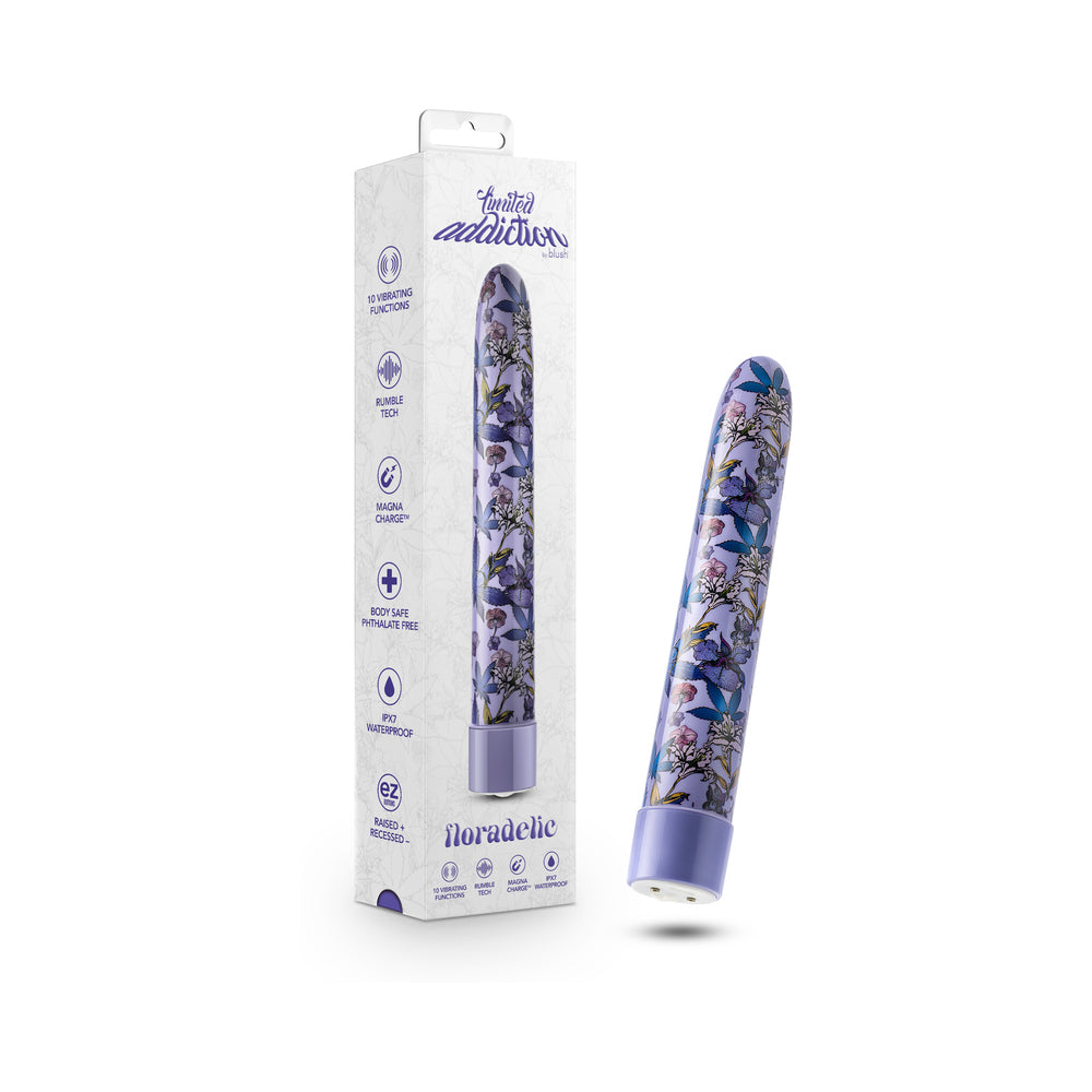 BLUSH - LIMITED ADDICTION FLORADELIC RECHARGEABLE 7 IN. VIBRATOR PURPLE