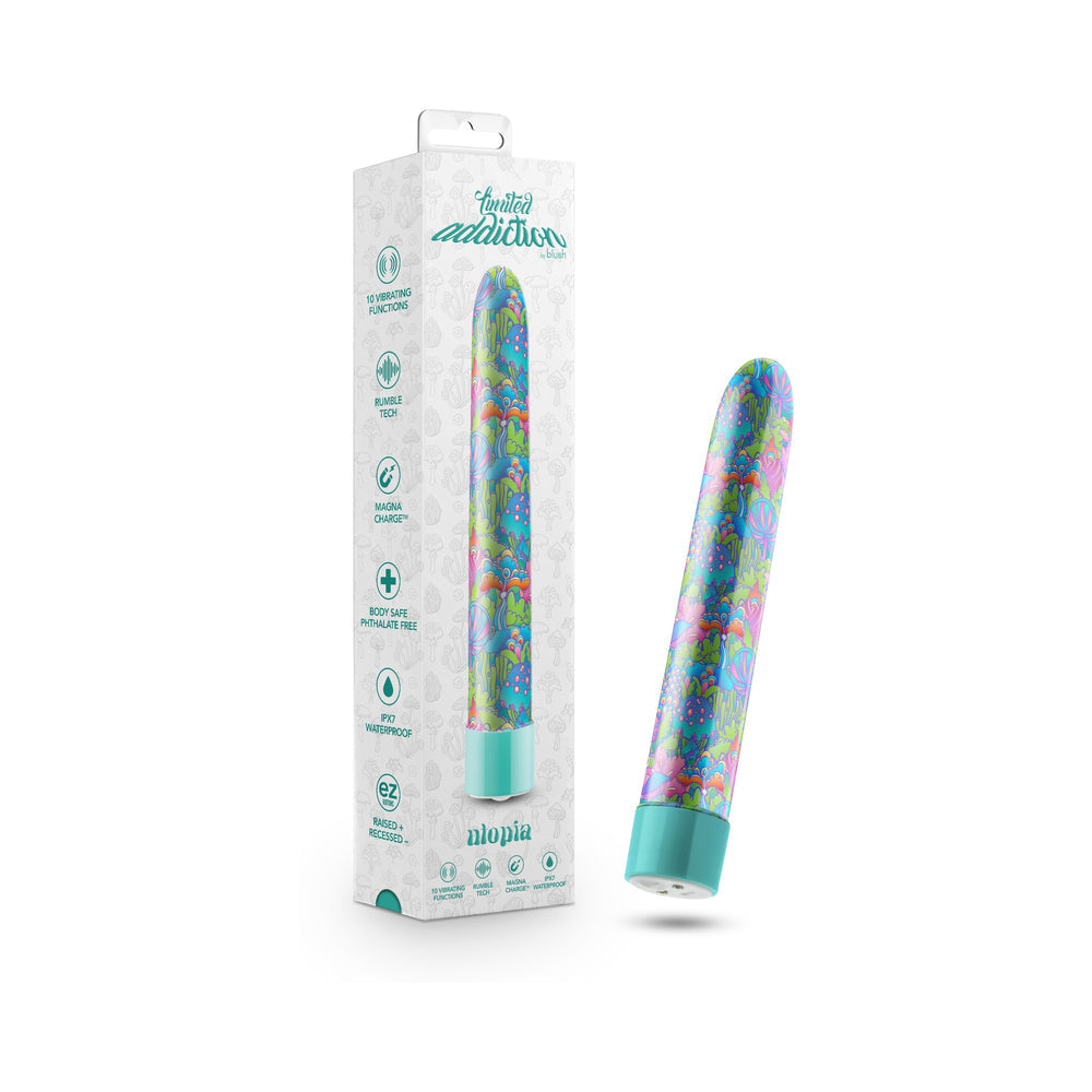 BLUSH - LIMITED ADDICTION UTOPIA RECHARGEABLE 7 IN. VIBRATOR AQUA