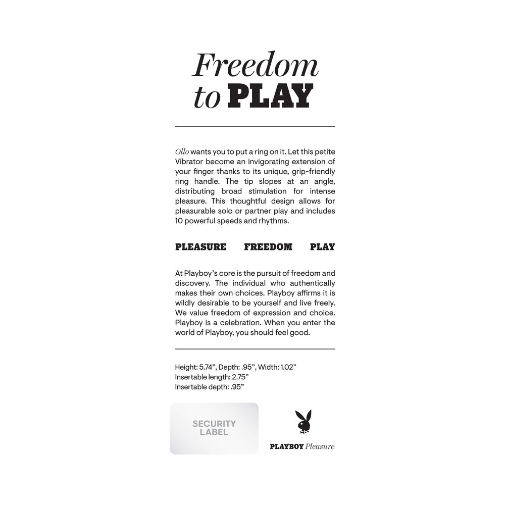 PLAYBOY OLLO RECHARGEABLE SILICONE VIBRATOR WITH RING HANDLE 2 AM