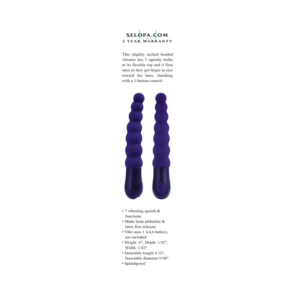 SELOPA BEADED BEAUTY SILICONE VIBRATOR PURPLE