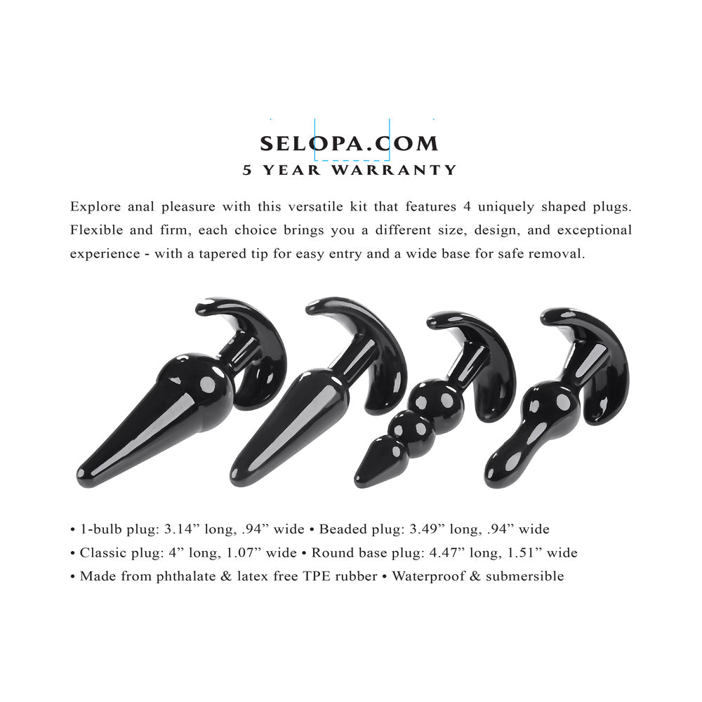 SELOPA INTRO TO PLUGS 4-PIECE ANAL PLUG SET BLACK