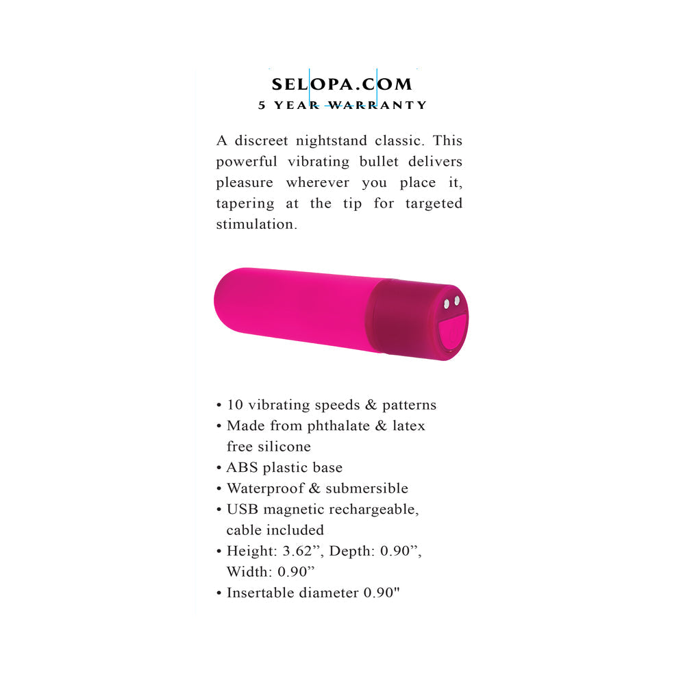 SELOPA TINY TEMPTATION RECHARGEABLE SILICONE BULLET VIBRATOR PINK