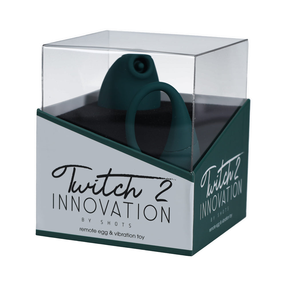 SHOTS - TWITCH 2 RECHARGEABLE SUCTION AND FLAPPING VIBRATOR WITH REMOTE CONTROL VIBRATING EGG FOREST GREEN