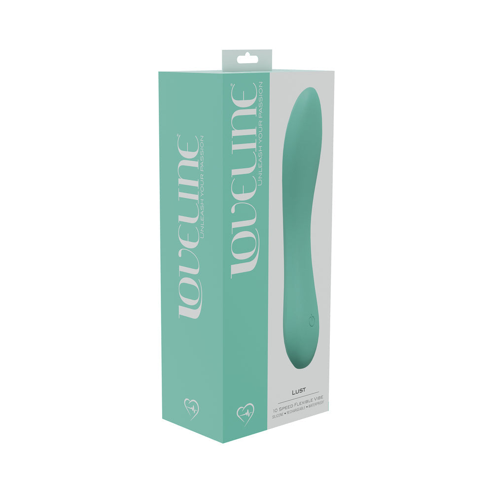 SHOTS - LOVELINE LUST 10 SPEED FLEXIBLE VIBE SEALED SILICONE RECHARGEABLE SUBMERSIBLE GREEN