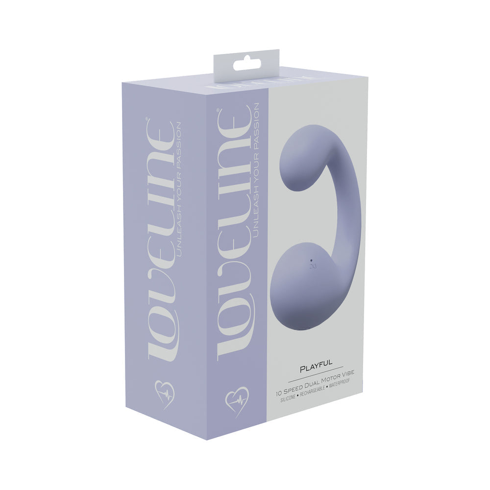 VIBRADOR LOVELINE PLAYFUL, 10 VELOCIDADES, DOBLE MOTOR, SILICONA SELLADA, RECARGABLE, SUMERGIBLE, LAVANDA
