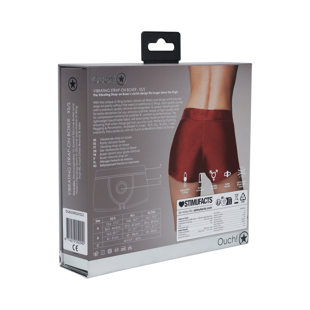 OUCH! VIBRATING STRAP-ON BOXER RED XS/S