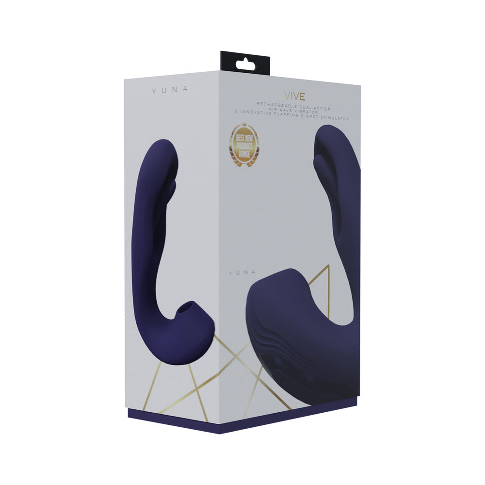 SHOTS - VIVE YUNA RECHARGEABLE DUAL MOTOR AIRWAVE VIBRATOR WITH G SPOT FLAPPING STIMULATOR