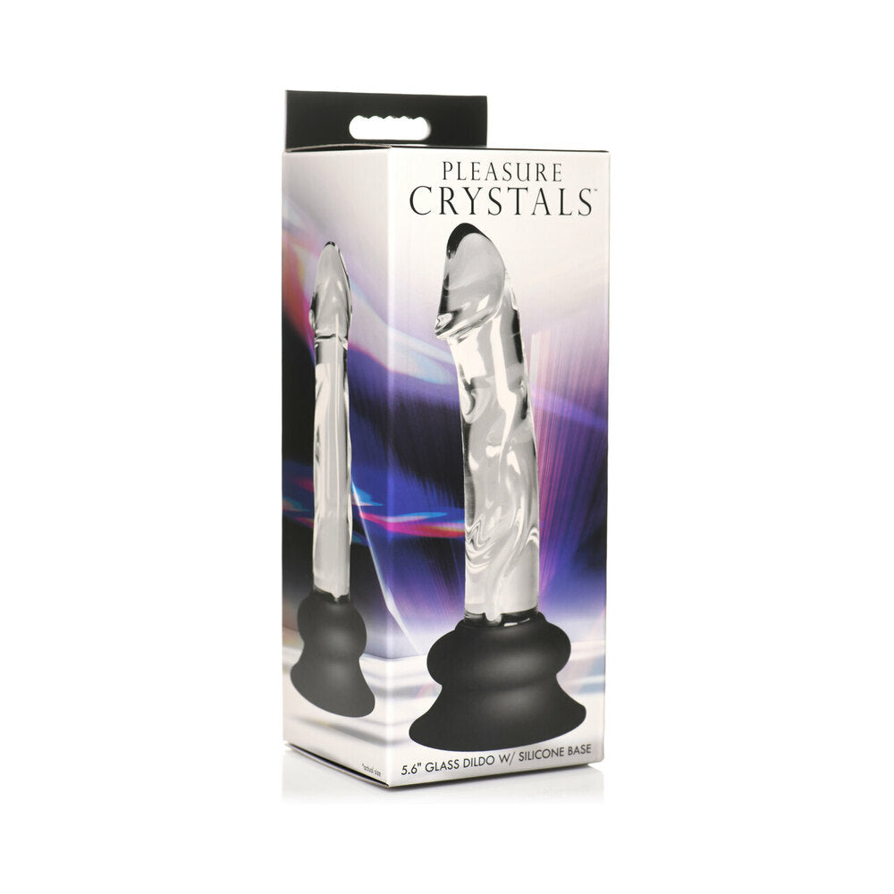 PLEASURE CRYSTALS 5.6 IN. GLASS DILDO WITH SILICONE BASE