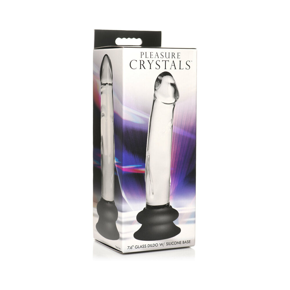 CURVE NOVELTIES - PLEASURE CRYSTALS 7.6 IN. GLASS DILDO WITH SILICONE BASE
