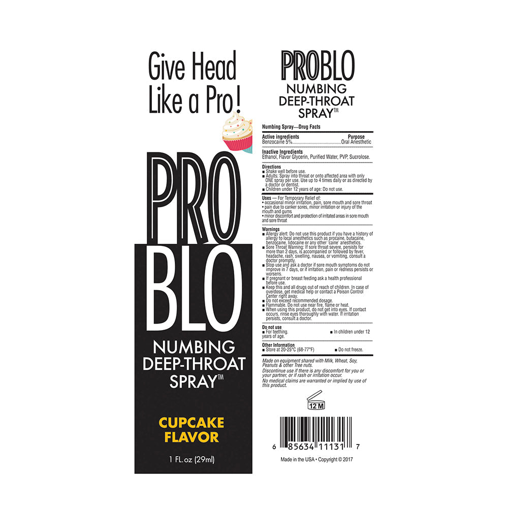 PRO BLO NUMBING SPRAY CUPCAKE 1 OZ.