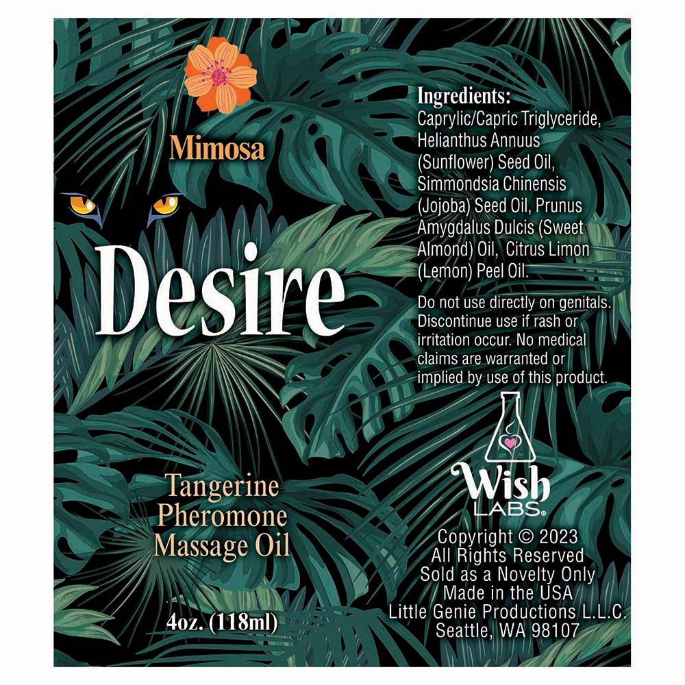 LITTLE GENIE - HUILE DE MASSAGE AUX PHEROMONES DESIRE MANDARINE 4 OZ.