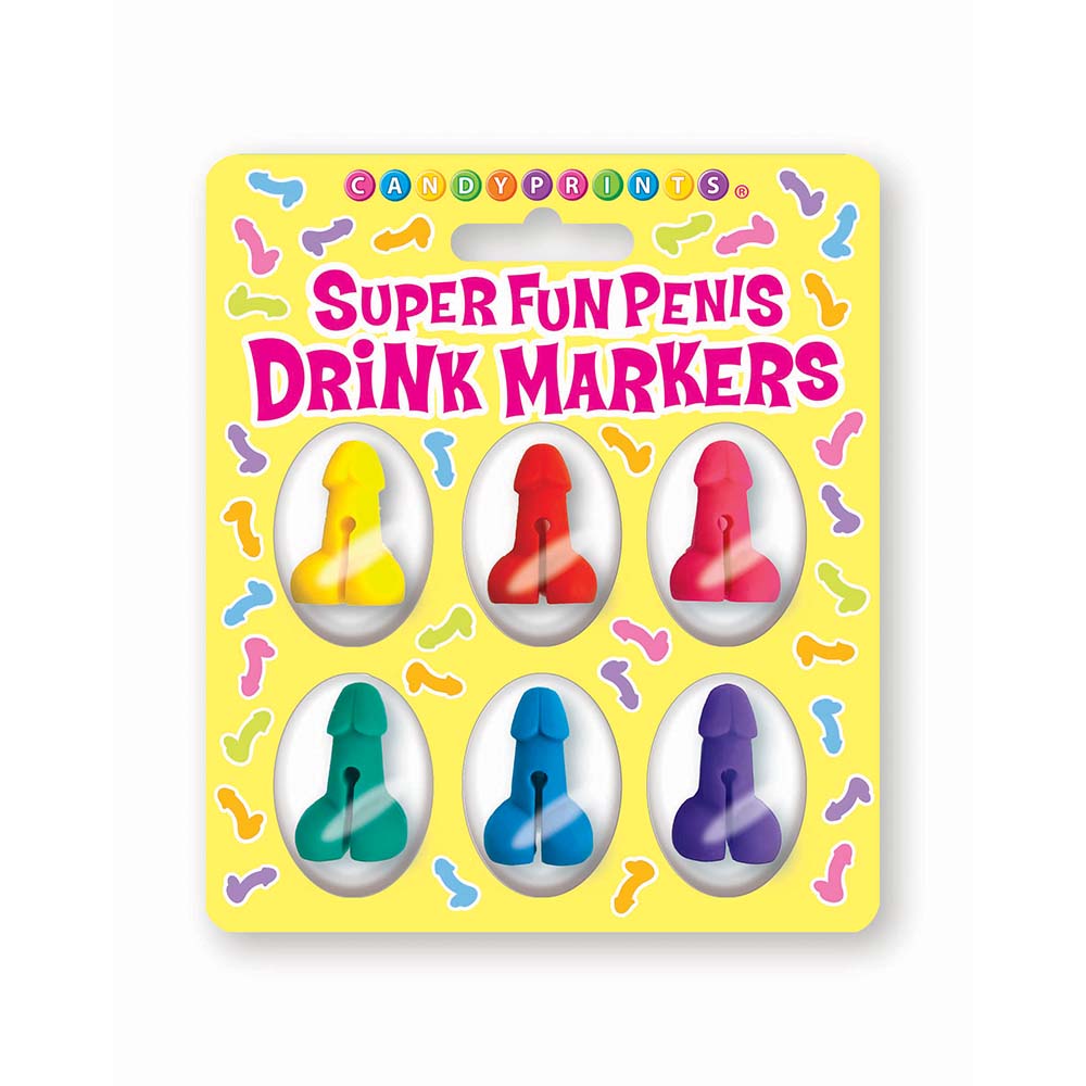 LITTLE GENIE - MARCADORES DE BEBIDAS DE PENE SÚPER DIVERTIDOS, JUEGO DE 6 PIEZAS
