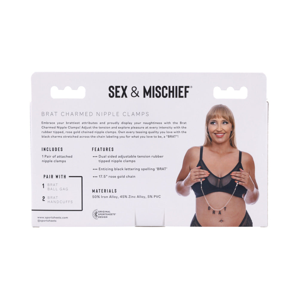 SPORTSHEETS SEX & MISCHIEF BRAT CHARMED NIPPLE CLAMPS
