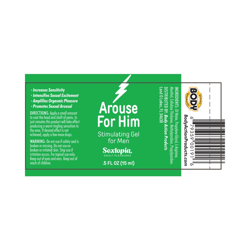 BODY ACTION - SEXTOPIA AROUSE FOR HIM STIMULATING GEL FOR MEN .5 OZ. BOTTLE