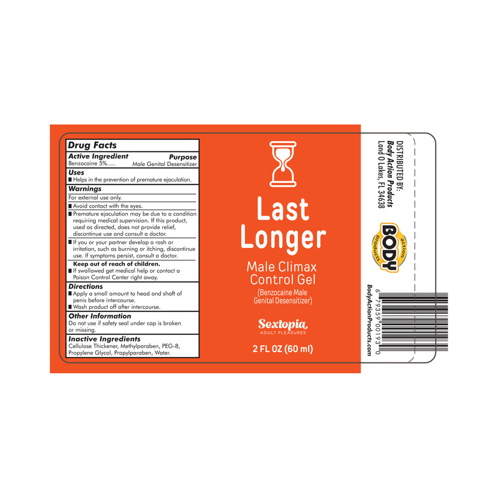 SEXTOPIA LAST LONGER MALE CLIMAX CONTROL GEL 2 OZ. BOTTLE