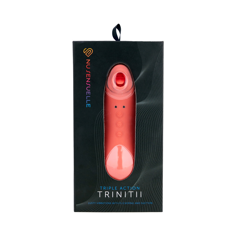 NU SENSUELLE - TRINITII 3-IN-1 SUCTION TONGUE VIBE CORAL
