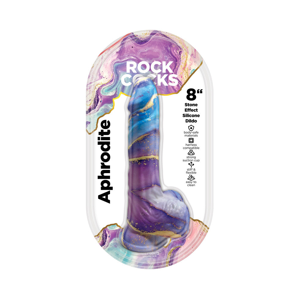 HOTT PRODUCTS - ROCK COCKS APHRODITE MARBLE SILICONE DILDO 8 IN.