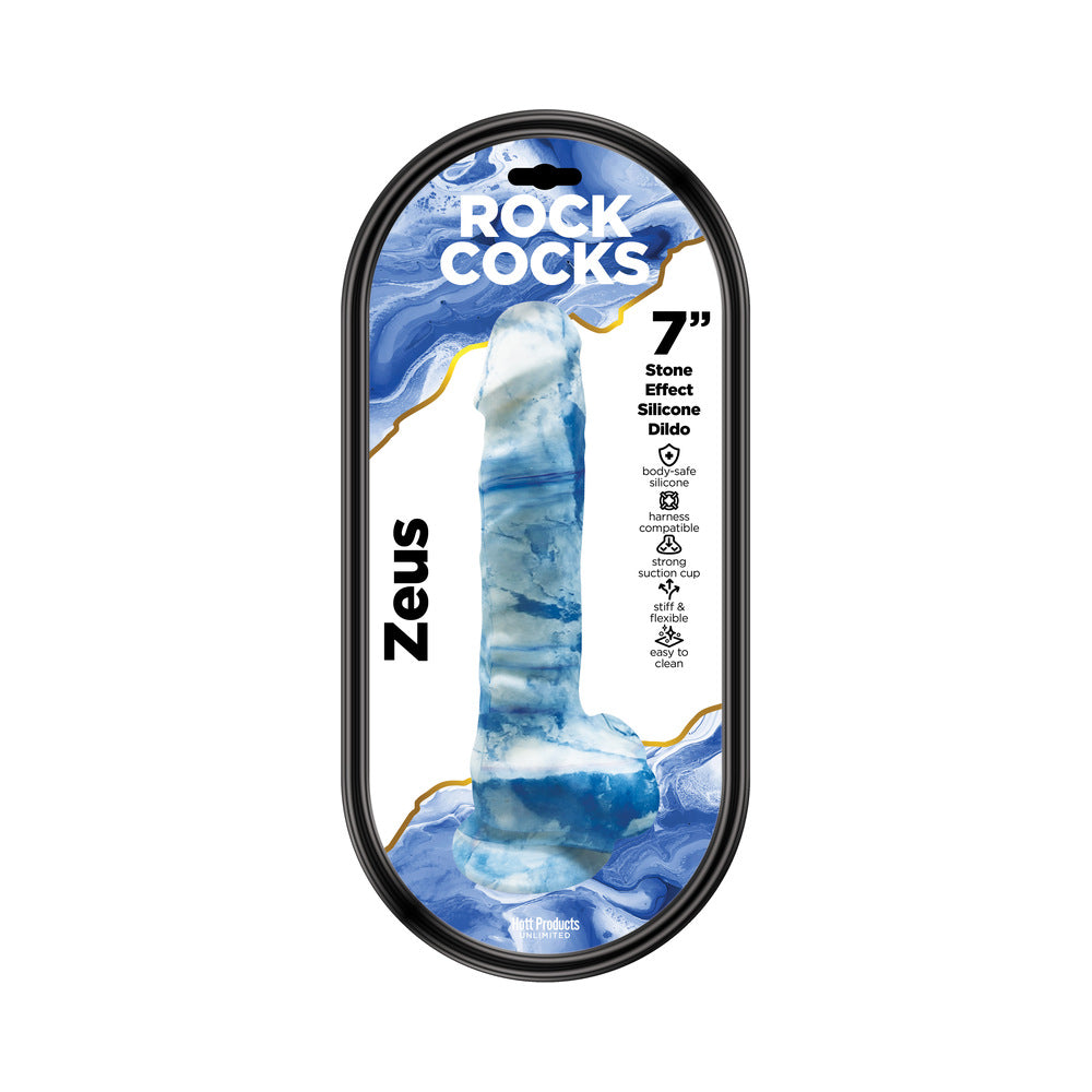 HOTT PRODUCTS - ROCK COCKS ZEUS MARBLE SILICONE DILDO 7 IN.