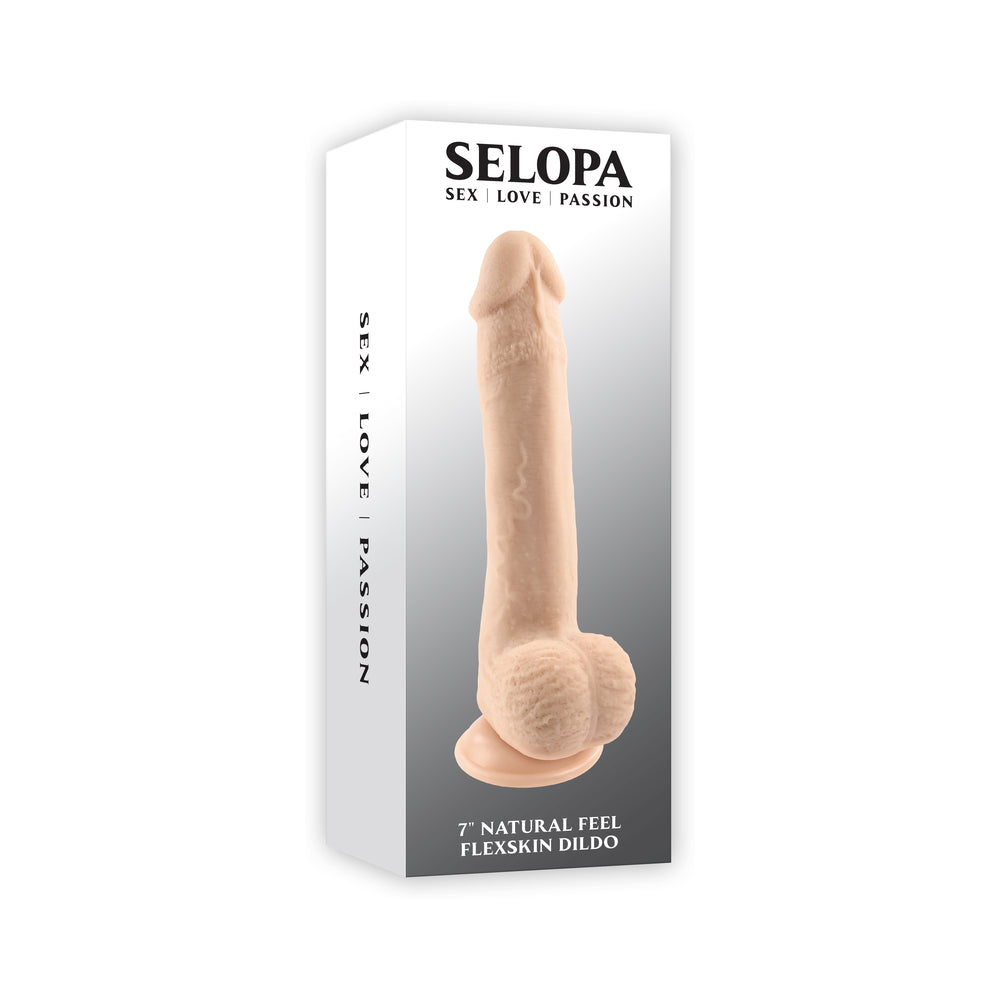 SELOPA NATURAL FEEL FLEXSKIN BENDABLE DILDO WITH MOVING MATERIAL 7 IN. LIGHT