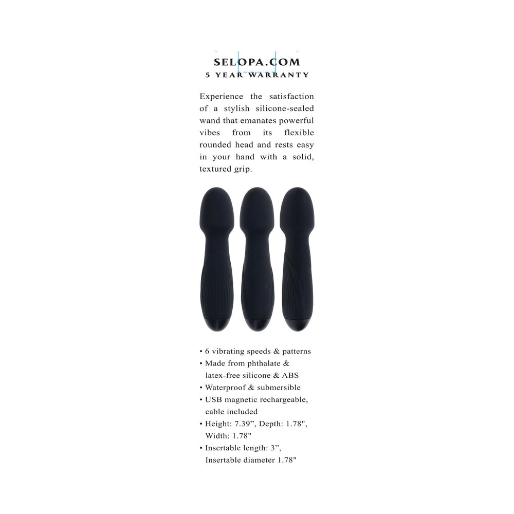 SELOPA POWER TRIP RECHARGEABLE VIBRATING WAND SILICONE BLACK