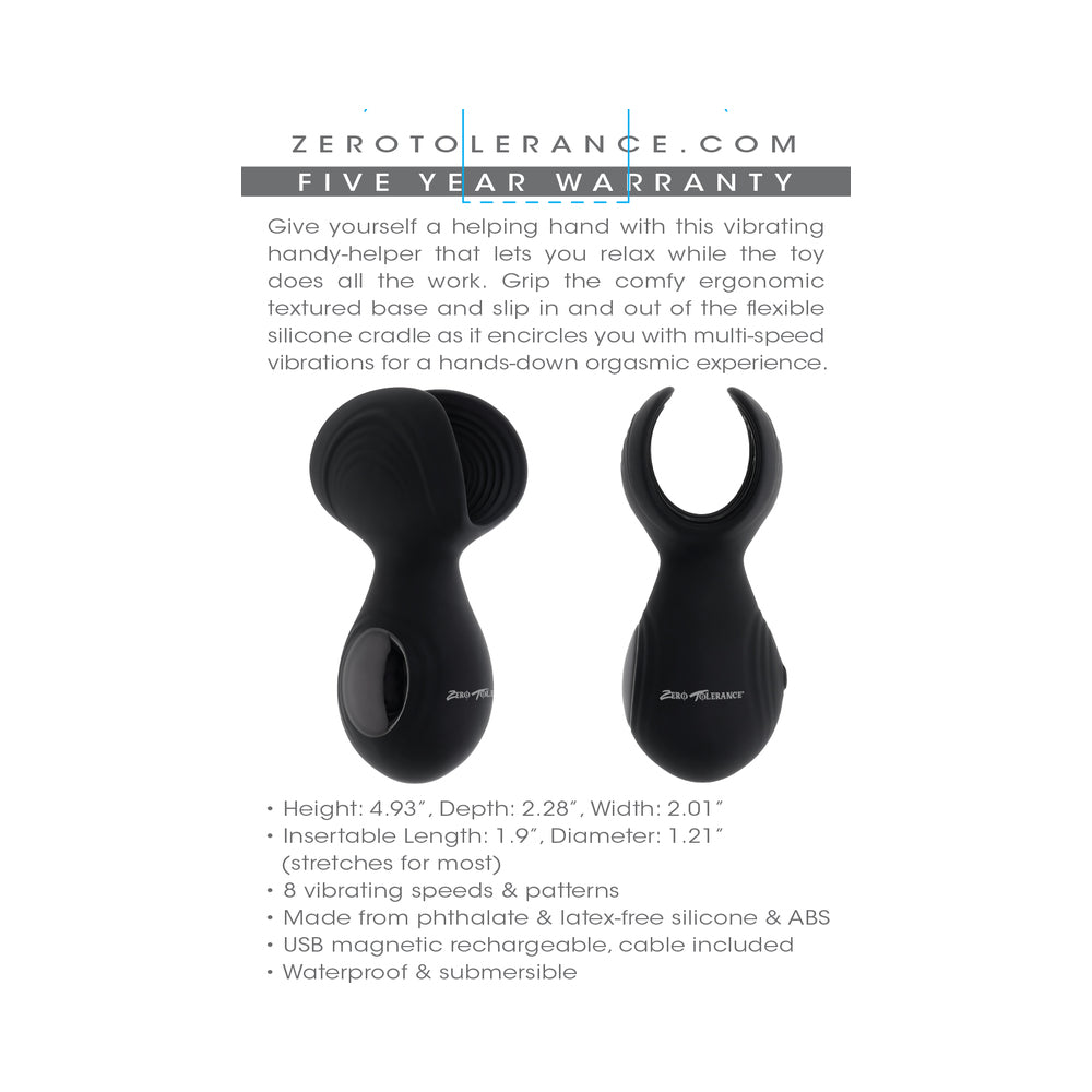 ZERO TOLERANCE HANDY HELPER RECHARGEABLE VIBRATING STROKER SILICONE BLACK