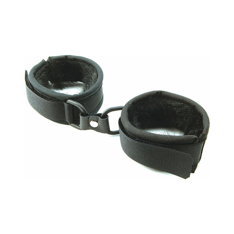 FOXTAILS - MINK FAUX FUR HANDCUFFS BLACK