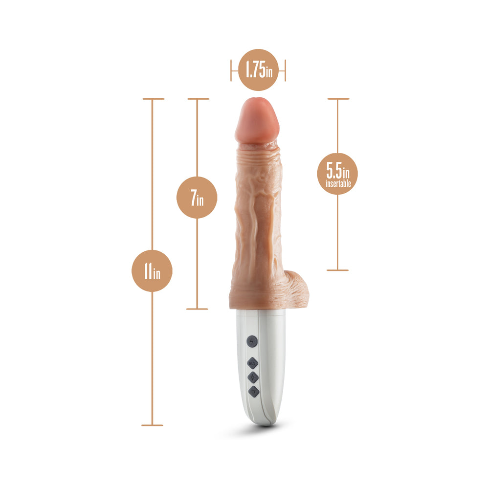 DR. SKIN SILICONE DR. HAMMER THRUSTING DILDO WITH HANDLE 7 IN. BEIGE
