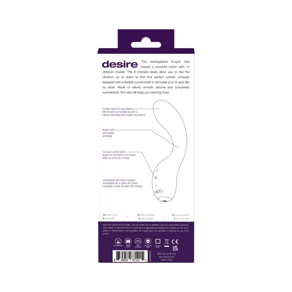 VEDO DESIRE RECHARGEABLE G-SPOT VIBE PURPLE