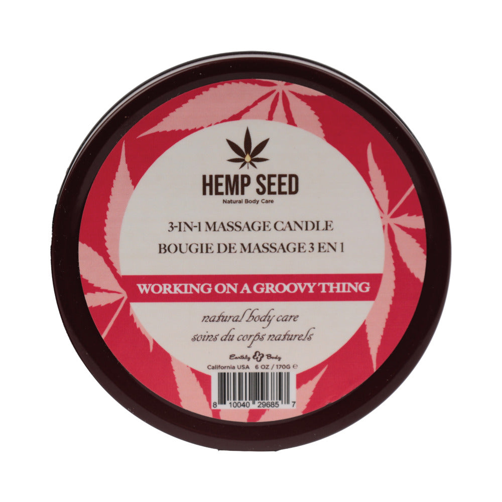 EARTHLY BODY HEMP SEED 3-IN-1 MASSAGE CANDLE WORKING ON A GROOVY THING 6 OZ.