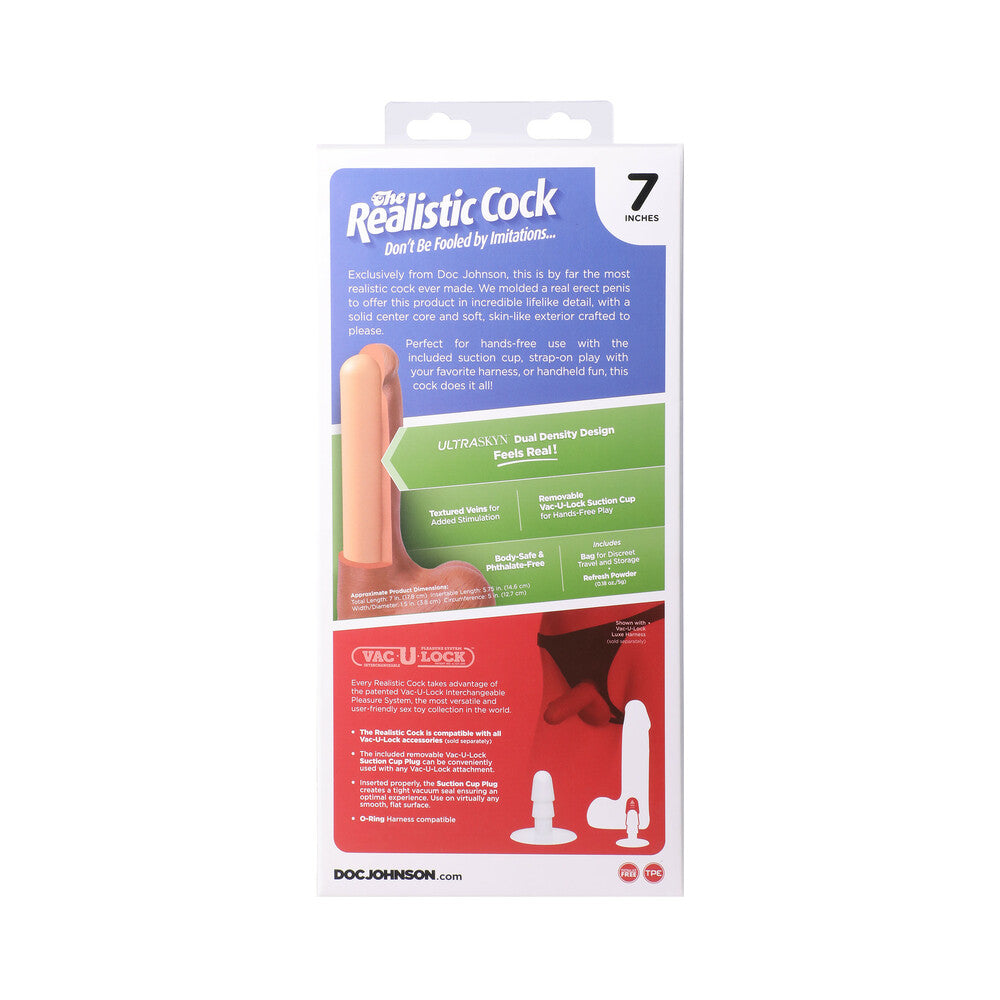 THE REALISTIC COCK 7 IN. ULTRASKYN VAC-U-LOCK DILDO WITH BALLS VANILLA