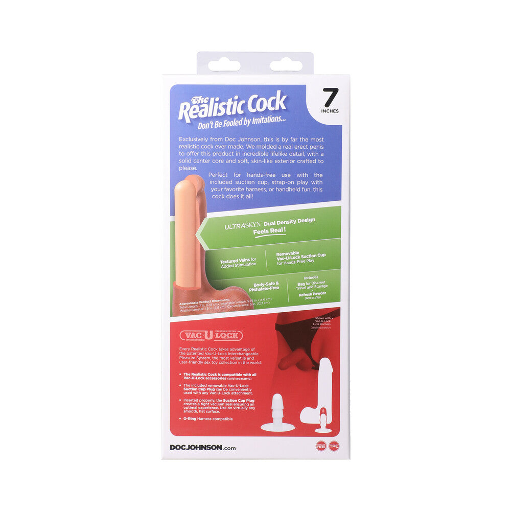 THE REALISTIC COCK 7 IN. ULTRASKYN VAC-U-LOCK DILDO WITH BALLS CHOCOLATE