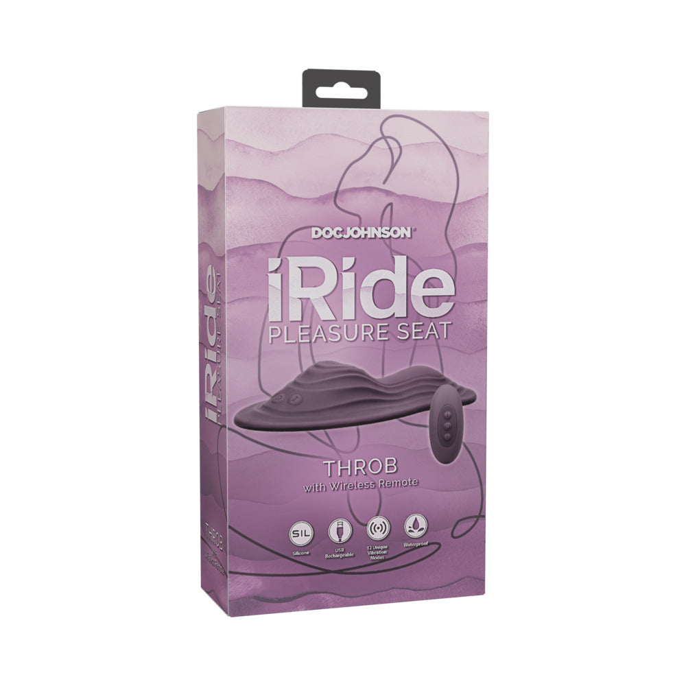 DOC JOHNSON - ASIENTO DE PLACER IRIDE THROB RECARGABLE CON CONTROL REMOTO INALÁMBRICO MORADO POLVORIENTO