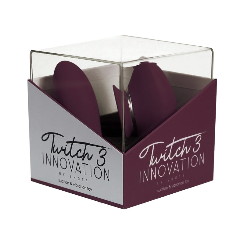 SHOTS - TWITCH 3 SILICONE RECHARGEABLE VIBRATOR & SUCTION BURGUNDY