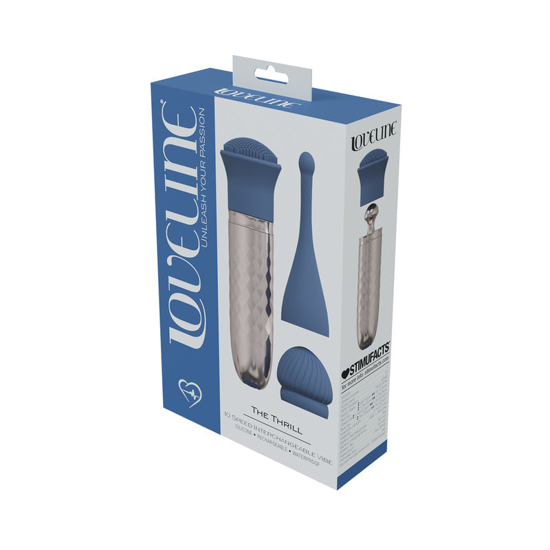 SHOTS - LOVELINE THE THRILL WAND SILICONE RECHARGEABLE SPLASHPROOF BLUE
