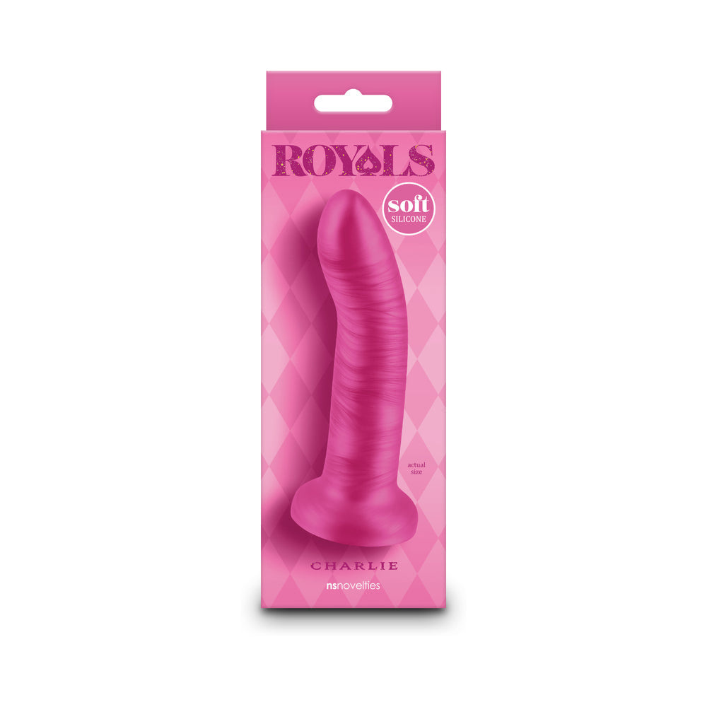 NS NOVELTIES - ROYALS CHARLIE 5 IN. METALLIC CURVED DILDO PINK