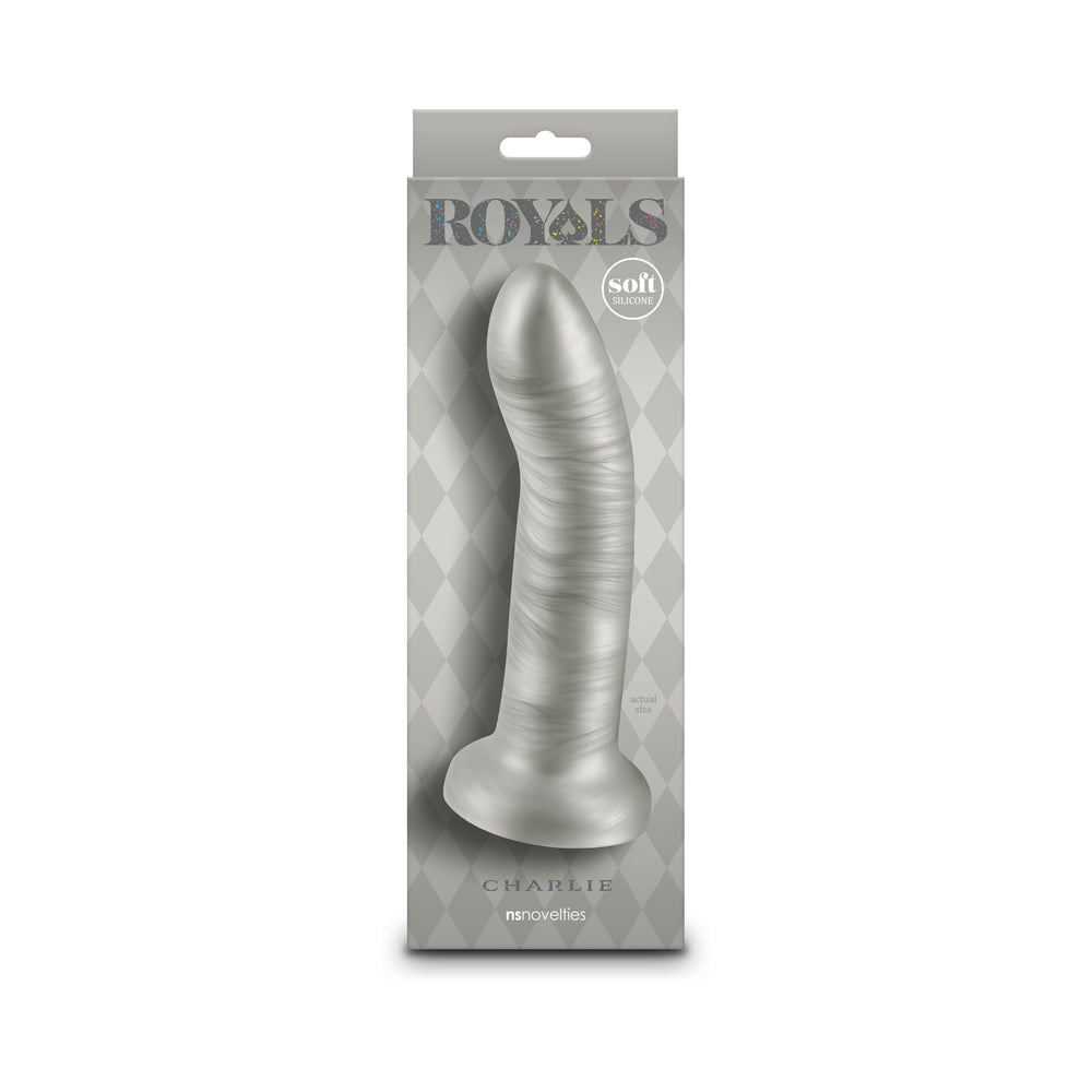 NS NOVELTIES - ROYALS CHARLIE 7 IN. METALLIC CURVED DILDO CHAMPAGNE