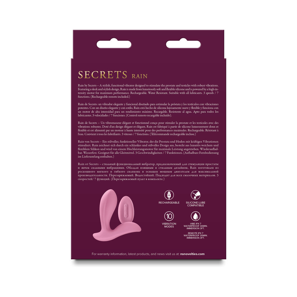 NS NOVELTIES - SECRETS RAIN INSERTABLE VIBE WITH REMOTE CORAL