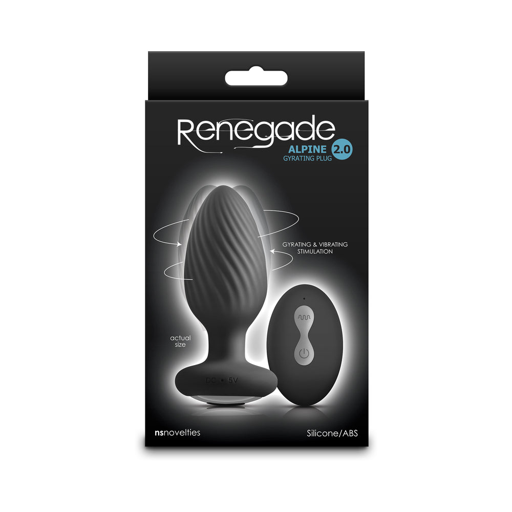 NS NOVELTIES - RENEGADE ALPINE 2.0 GYRATING AND VIBRATING PLUG WITH REMOTE BLACK