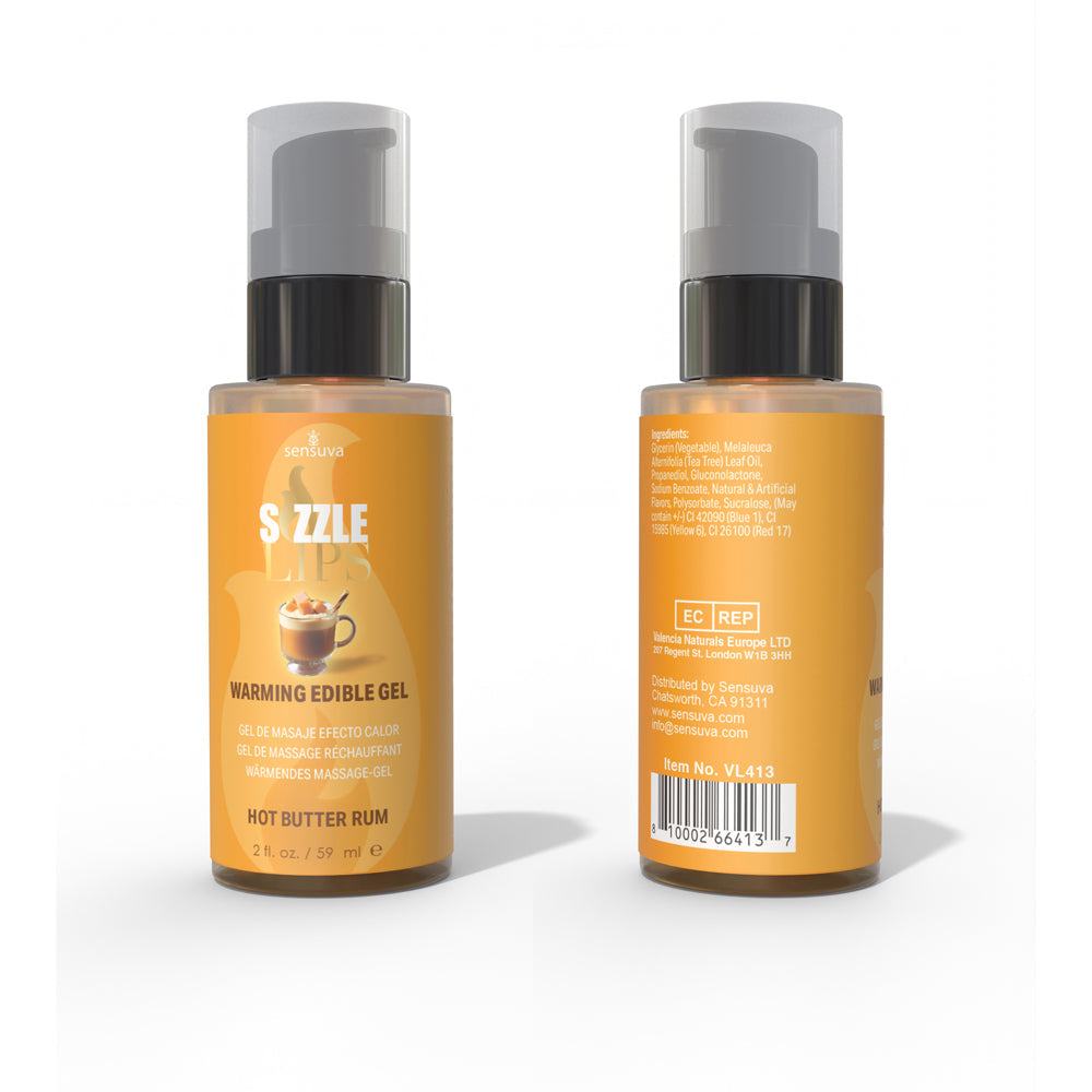 SENSUVA SIZZLE LIPS WARMING GEL BUTTER RUM 2 OZ.