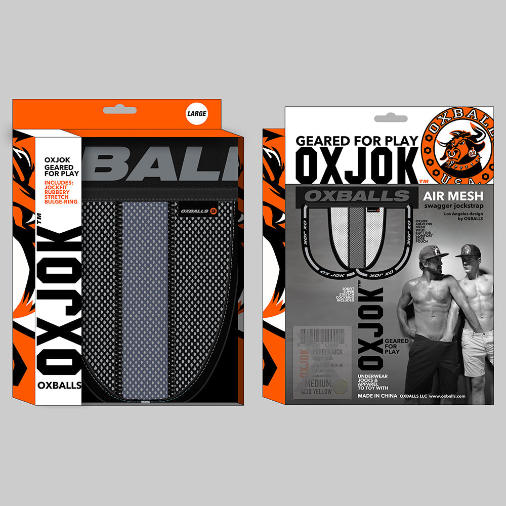 OXBALLS OXJOK AIRMESH SWAGGER SLIDER-STRAP JOCK TAR BLACK S