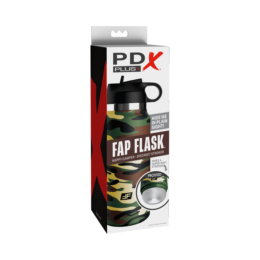 PDX BRANDS - PDX PLUS FAP FLASK HAPPY CAMPER DISCREET STROKER CAMO FROSTED