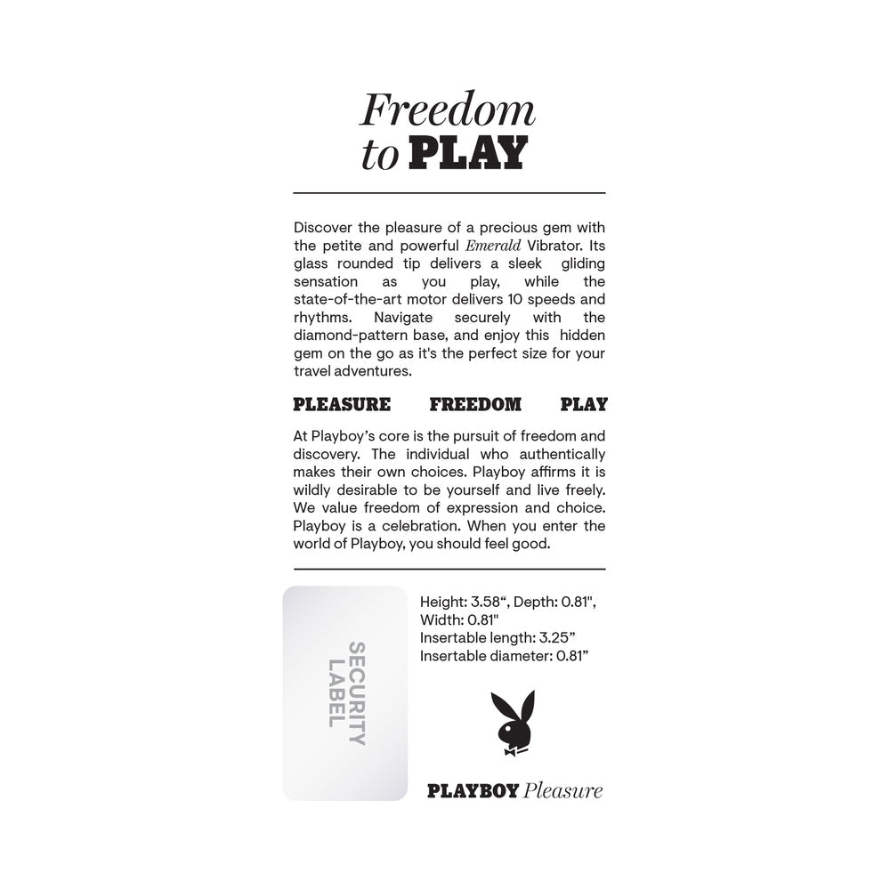 PLAYBOY EMERALD RECHARGEABLE VIBRATING GLASS MINI VIBE DEEP TEAL
