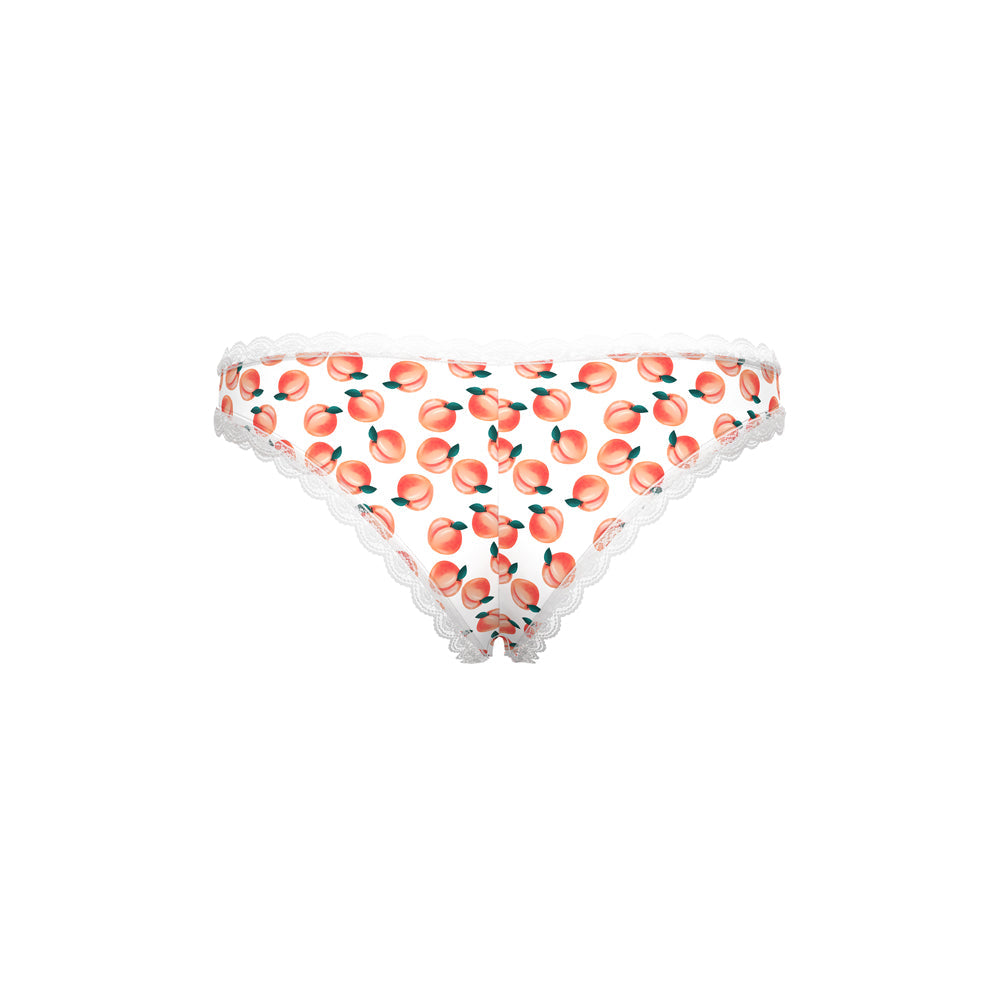 SWEET TREATS CROTCHLESS BOY SHORT WITH LUBE PEACH S/M